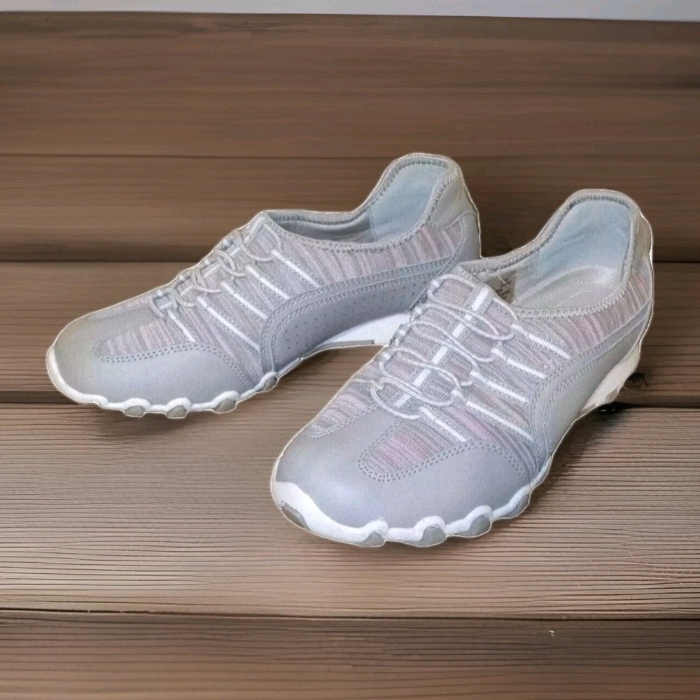 Comfortview Tory Sneakers Women 9M Grey Pink Bungee Slip On 55374 Walking Shoes